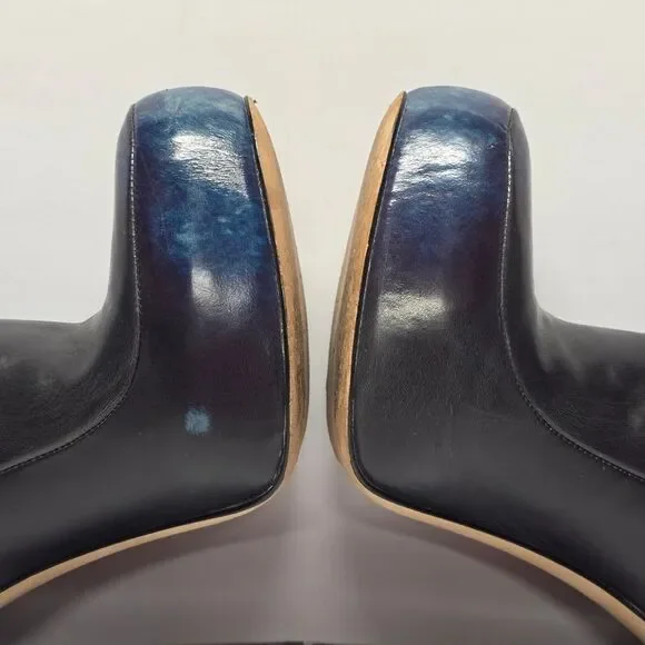 Alexander Wang Constance Black Leather Booties Blue Cast Died Toes Ultra High 8 - Picture 5 of 14